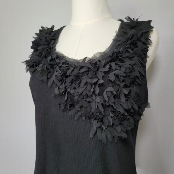 INC Black Whimsy Cami Tank Womens L Stretchy Whimsygoth Witchy Feminine Romantic - Picture 1 of 10